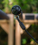 closeup shot of the bungie clip system that keeps your surfboards safely in the rack.