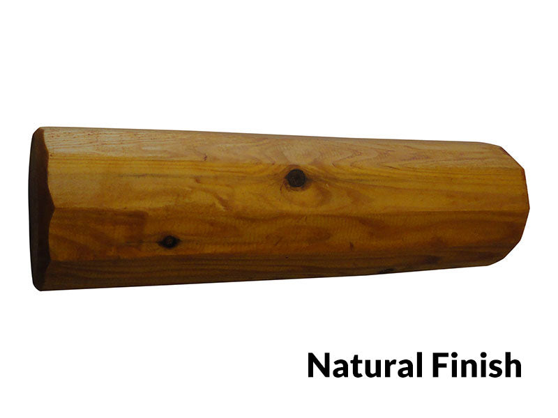 Natural finish log color example on a white background. 