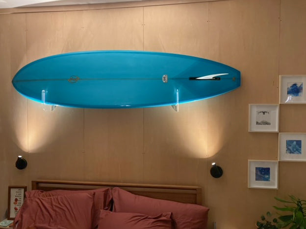 Clear Surfboard or SUP Wall Rack | Flat to Wall | Trophy Style
