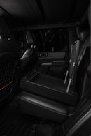 interior side view showing the front of the Boosted safe vehicle safe's interior in the open position. 