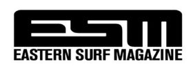 Black ESM Eastern Surf Magazine logo shown over a white background.