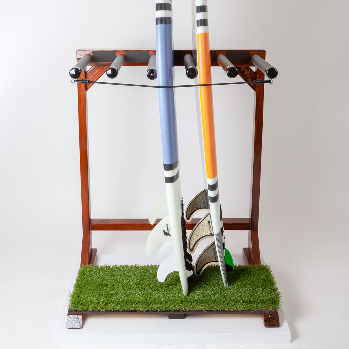 Finished Grassy Surf Rack | Hold 5 or 7 Surfboards with Fins