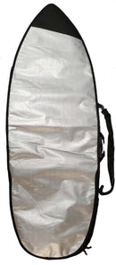 Surfboard day bag shown in the Fish / Wide version that holds retro fishes, and hybrid boards that are a little wider. 