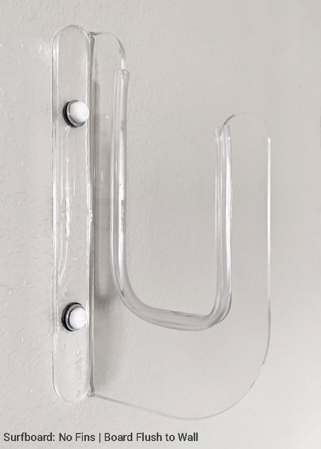 Acrylic surfboard wall rack version that is flush to the wall