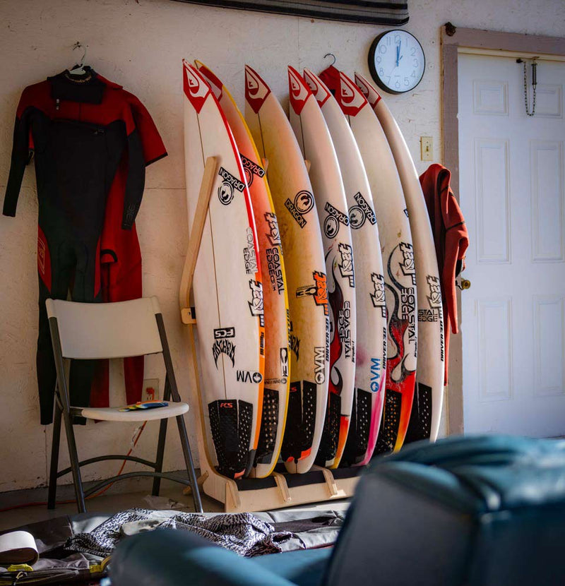 Wood Freestanding Surfboard Rack | Holds 3-6 Boards