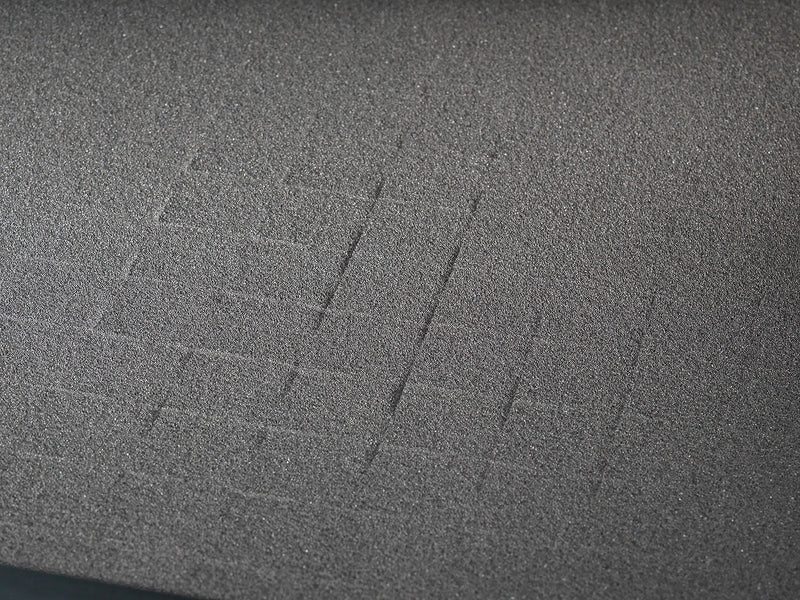Closeup view of the safe's interior foam that is removable. 