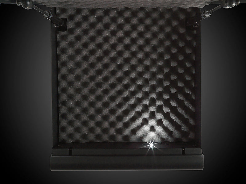 Overhead view of the interior of the Boosted safe, showing the interior light lit up when the safe's door is open. 
