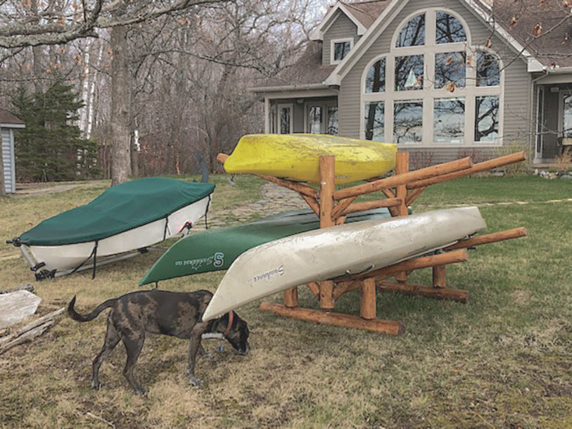 Log Canoe Rig Log Kayak & Canoe Free-standing Rack | Outdoor Friendly