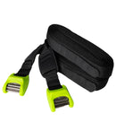 Tie down straps for surfboards for SUP Stand Up Paddle boards. Has green silicone buckle to provide no-scratch experience for car or automotive