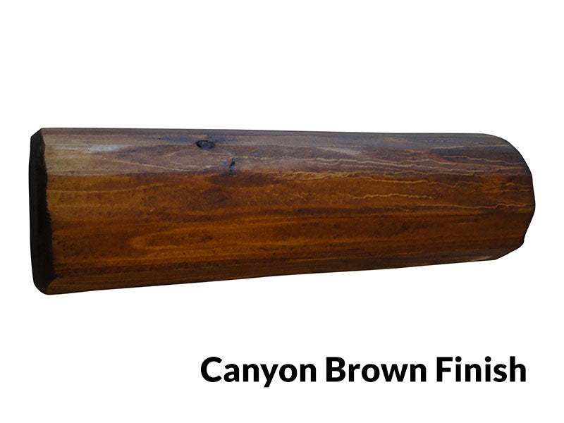 Canyon Brown Wood Finish Example over a white background.  The wood is a dark brown color. 