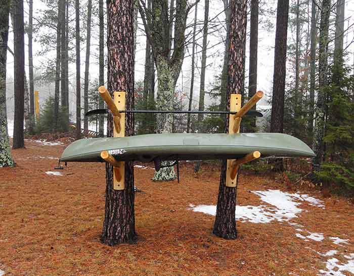 Log Kayak Wall Mountable Rack out in the great outdoors