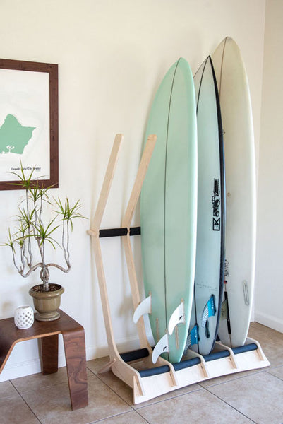 Wood Freestanding Surfboard Rack | 3-5 Boards