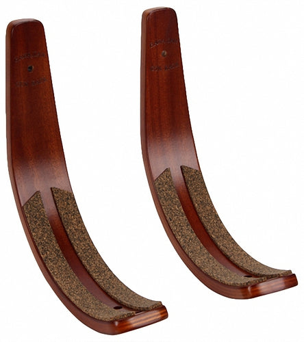 Main product image of the brunette wall rack.  The wood is a dark brown (mahogany) and has cork for protection.  The image is on a white background. 