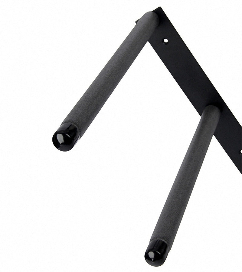 Close up image of the Berghwing Wall Rack made of Black Metal.  The image is on a white background.