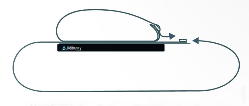 A diagram showing how the Soft Racks | SUP Rack | Stand Up Paddle Board attaches to the vehicle.  The Big loops goes through the inside of the automobile, while the small loop wraps around the stand up paddle board. 