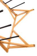 Closeup shot of the Tower 6 Surfboard & SUP Rack's base.  It shows the intricate angles that provide support to the various parts of the rack.  